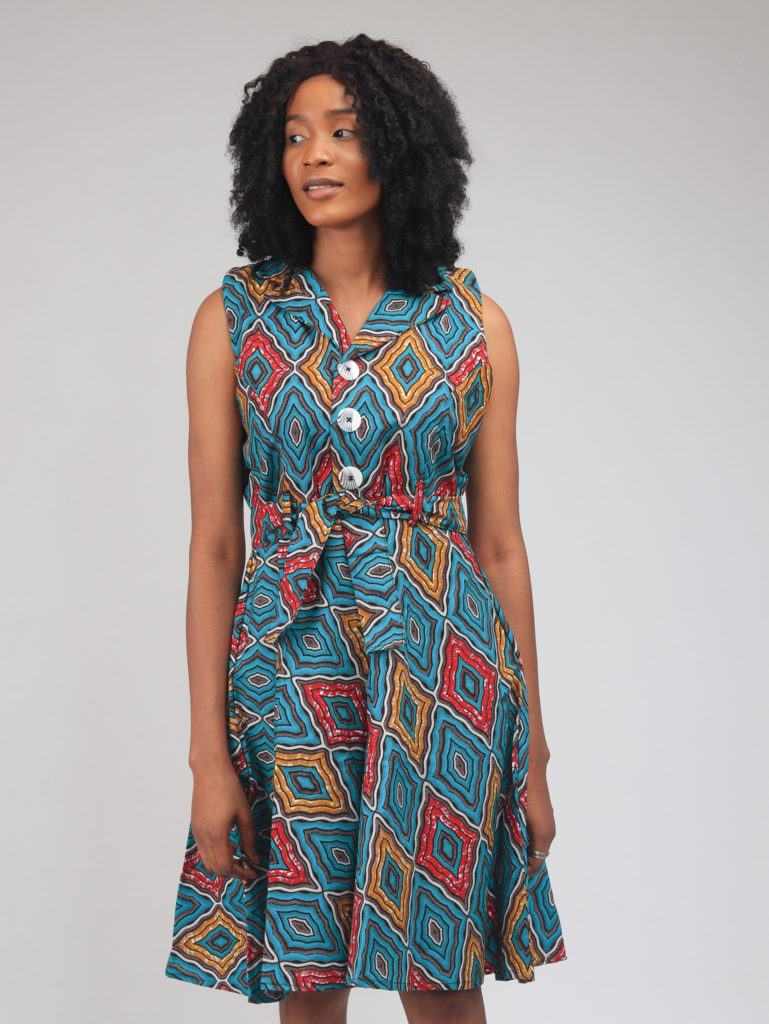 Maxine African Print Shirt Dress | Chocolate Gold